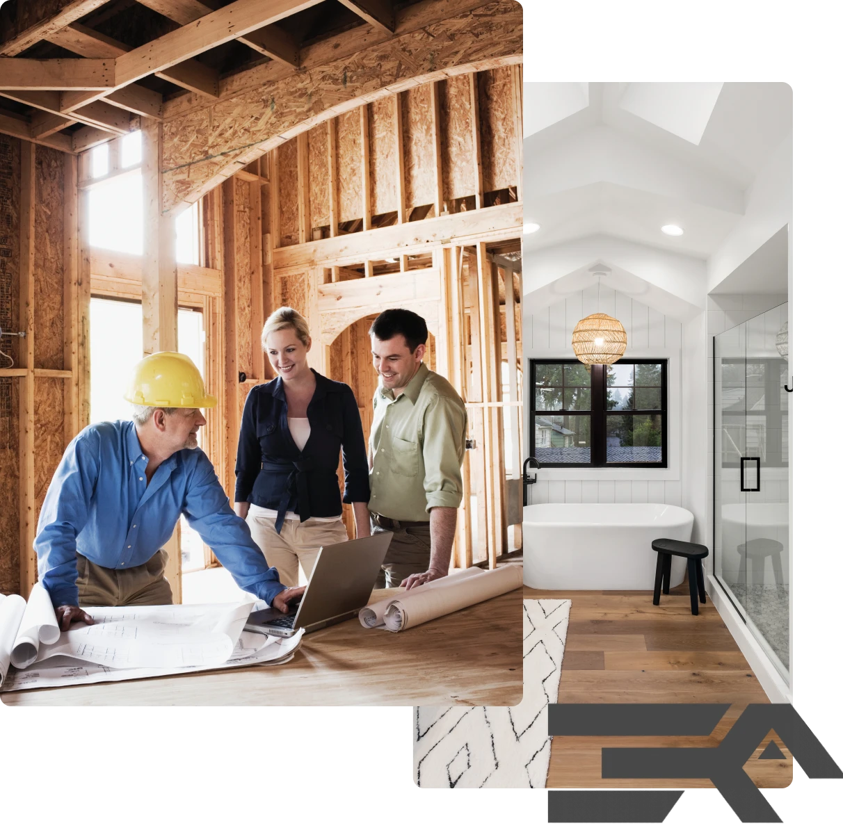 Construction renovation before and after